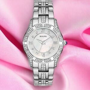🌺🌸Ladies Bulova Stainless Steel Crystal Quartz Watch🌸🌺